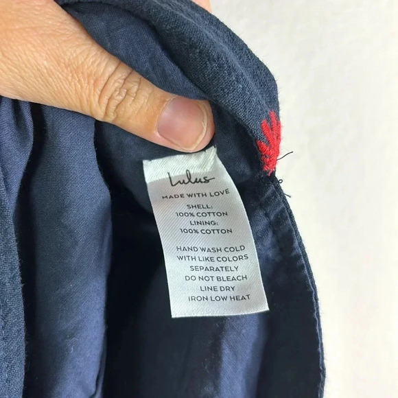 Lulus Adorable Dream Navy Blue Embroidered Empire Waist Midi Dress Floral sz M - Picture 8 of 13